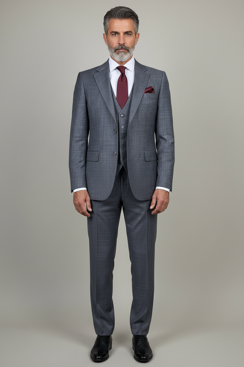 Gray suit front pose