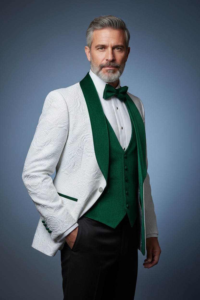 Green velvet 3-piece three-quarter