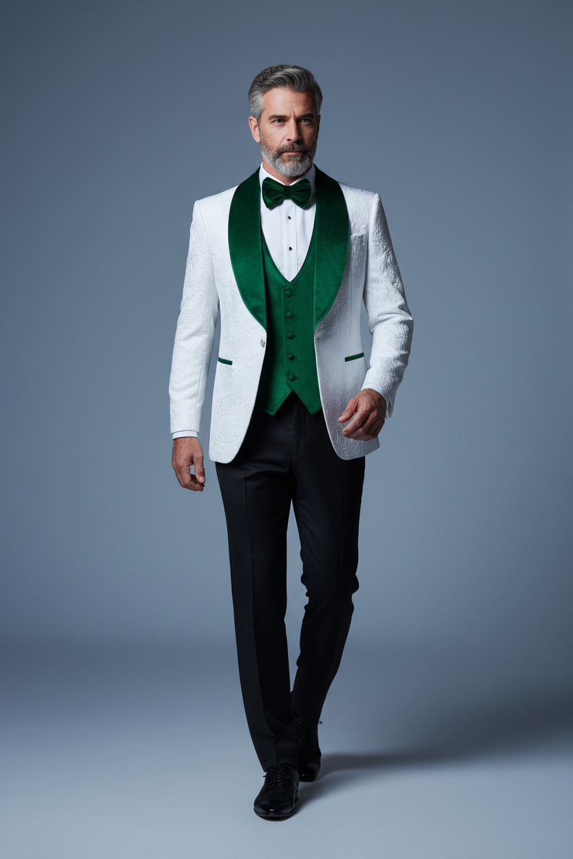 Green velvet 3-piece walking