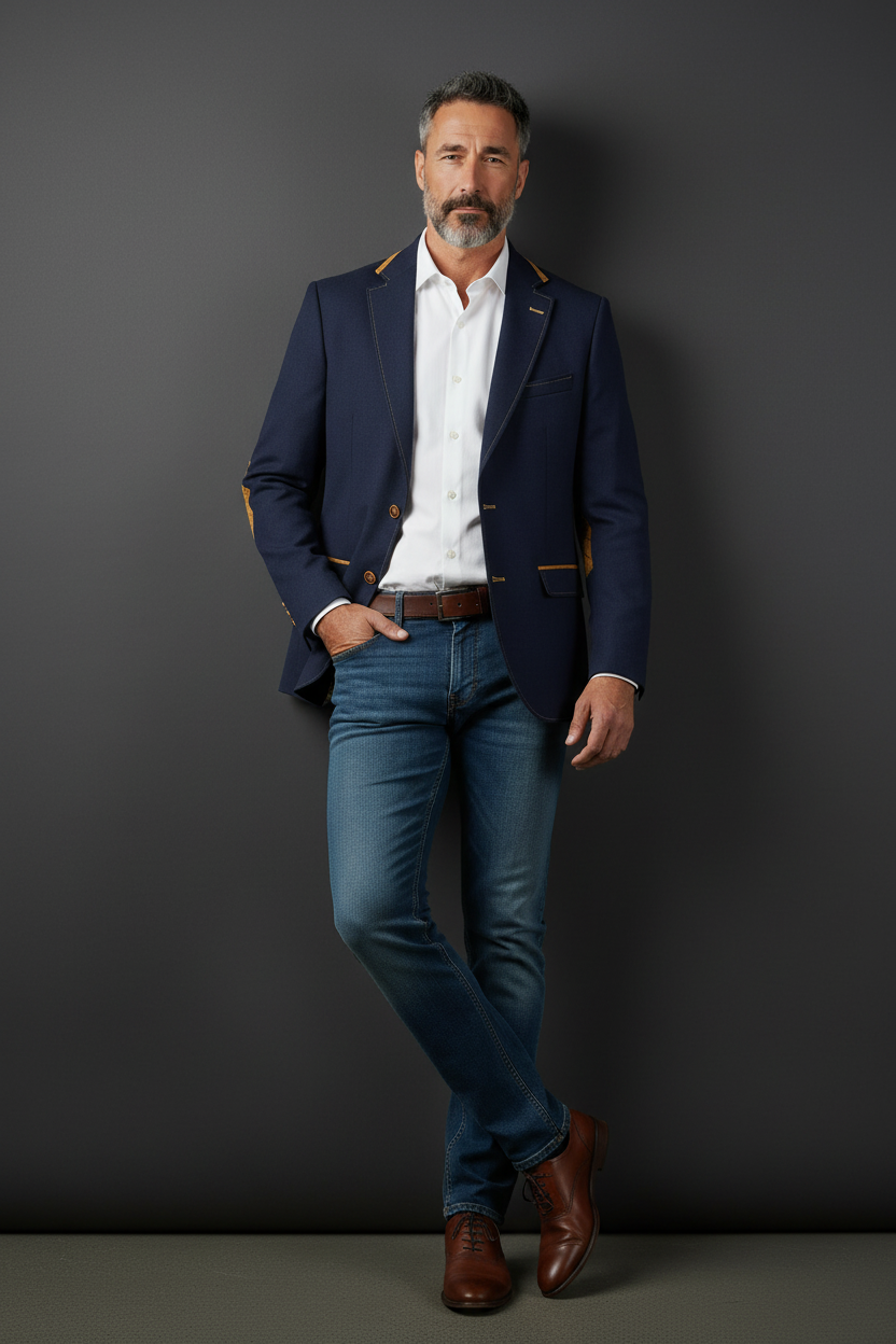 Vercini Classic Contrast-Trim Blazer