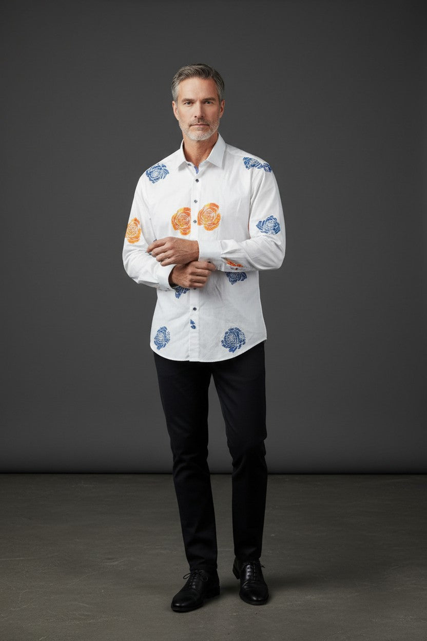 Mediterranean Muse Button-Up Casual Shirt