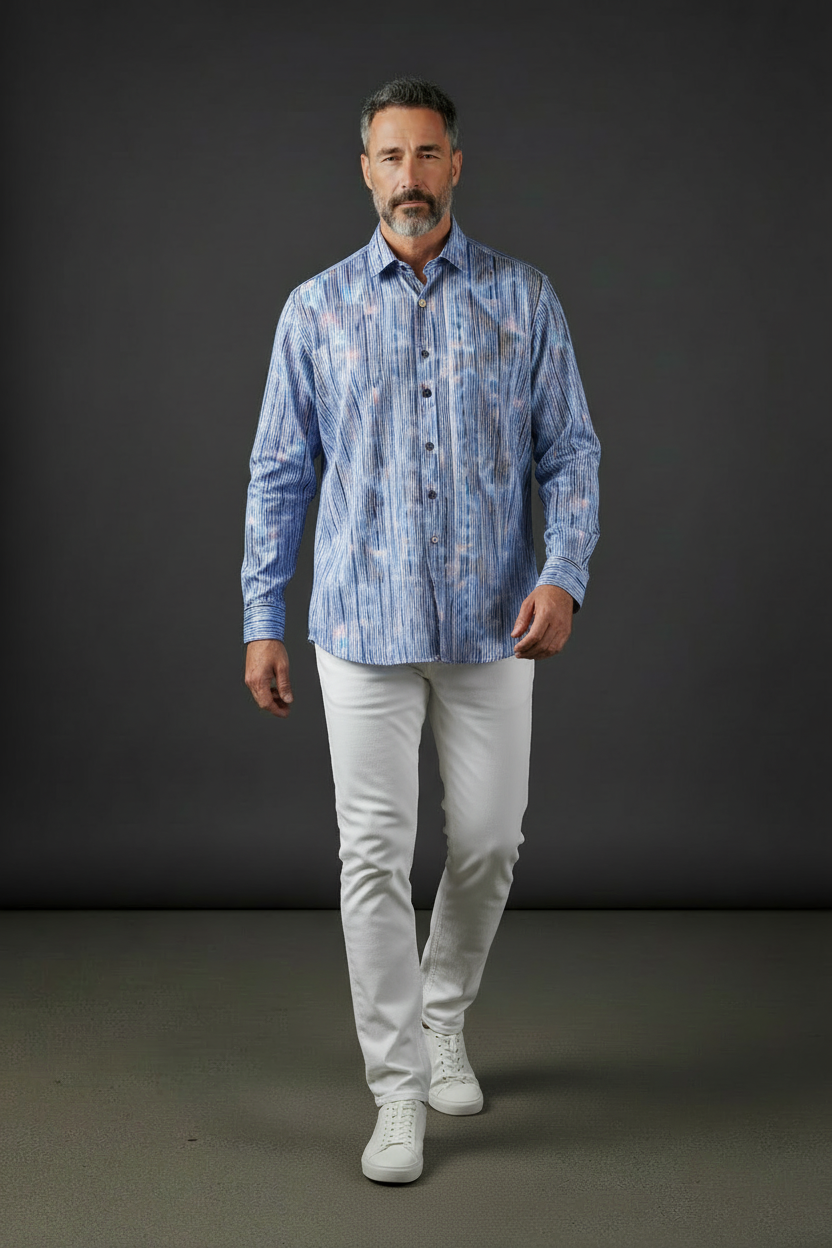 Vercini Spectrum Striped Cotton Shirt