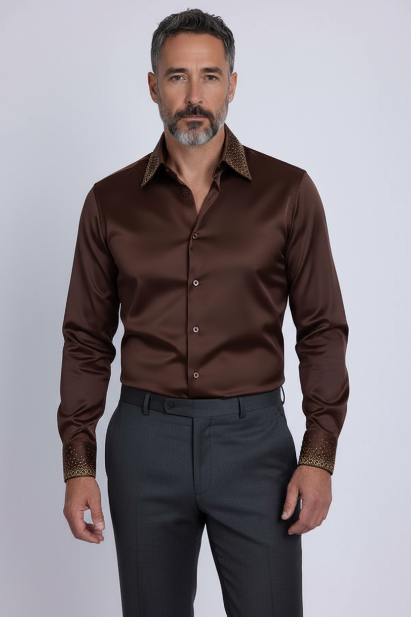 Embellished Dress Shirt - Premium Studded Collar & Cuffs