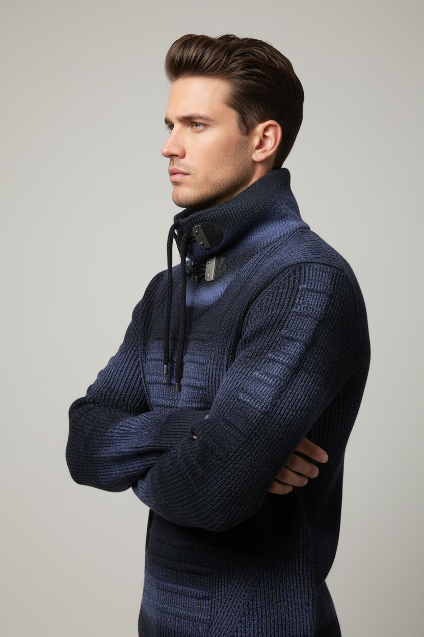 Maritime Ribbed High-Neck Sweater