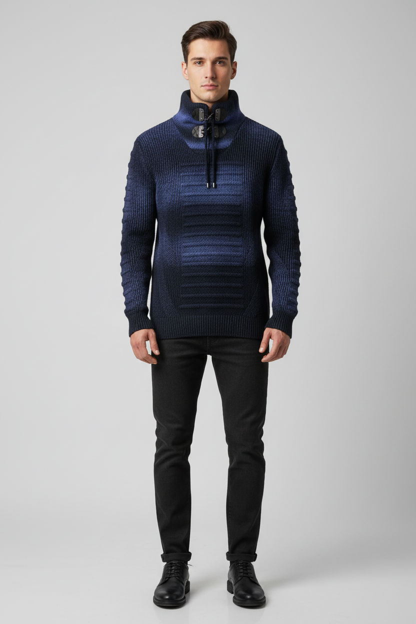 Maritime Ribbed High-Neck Sweater