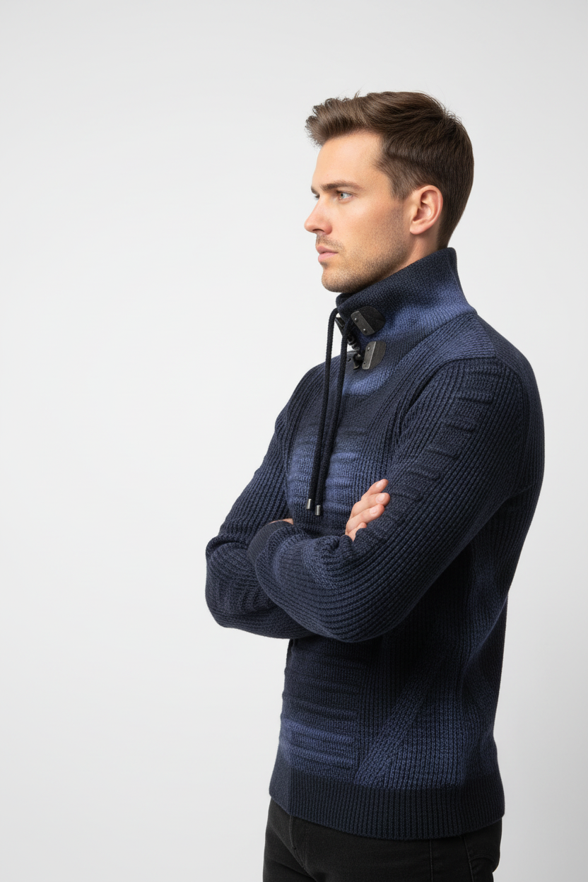 Maritime Ribbed High-Neck Sweater