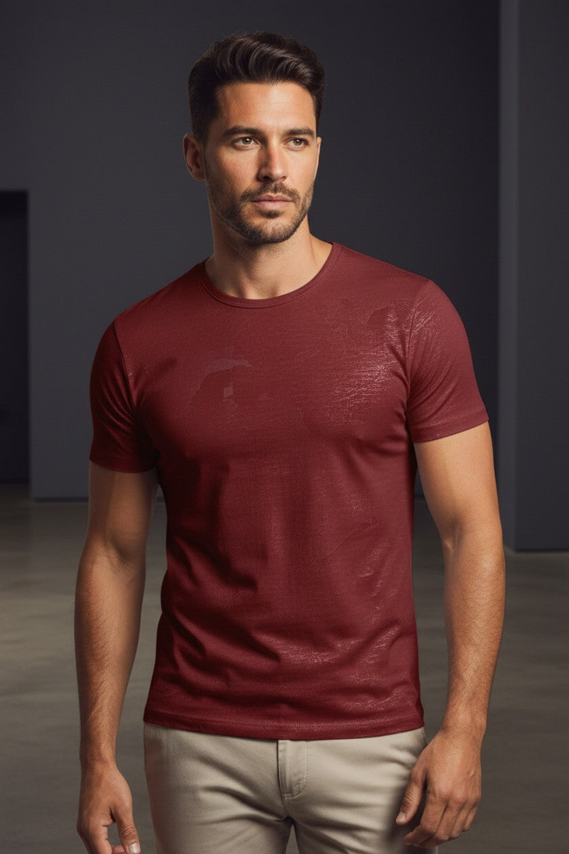 Vercini Black Metallic Foil Crew Neck Tee — Noir Edition