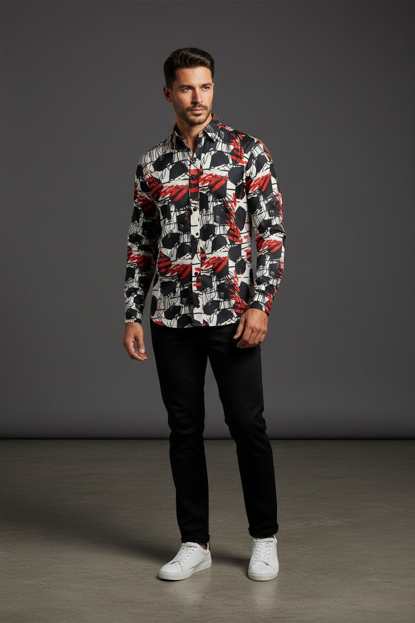 Vercini Graphite Urban Abstract Men's Designer Cotton Urban Shirt