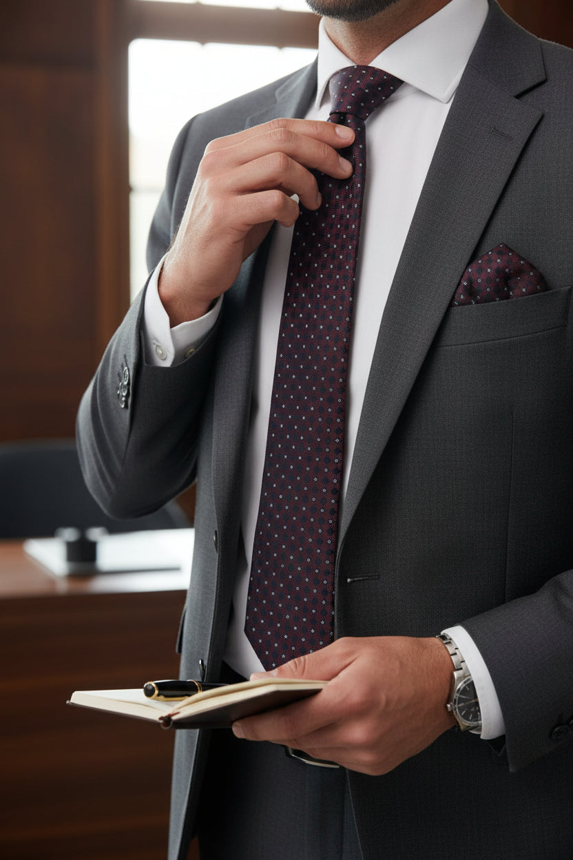 Star Pattern Tie with Pocket Square Set - Vercini