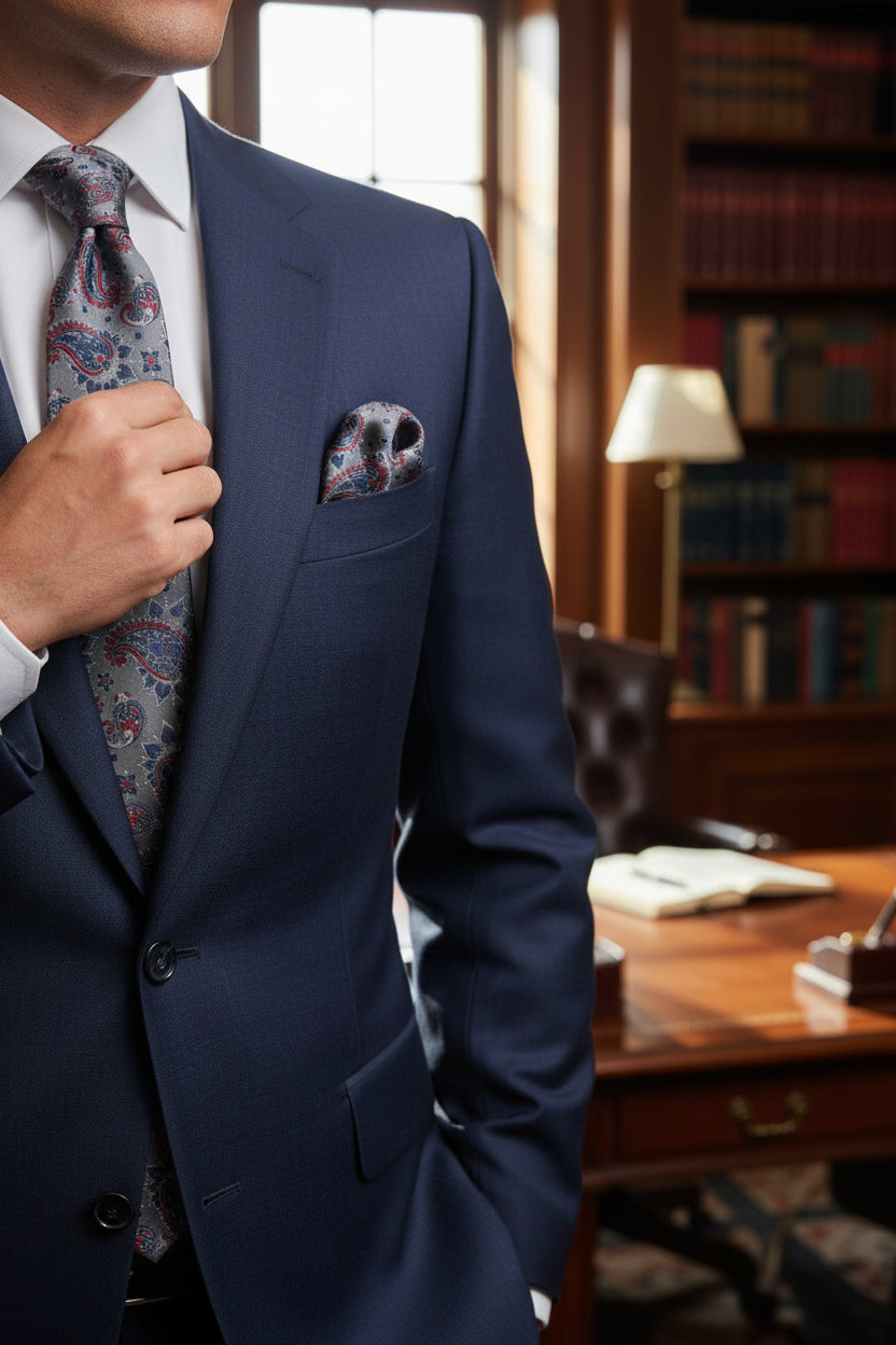 Burgundy Celestial Tie with Pocket Square Set - Moon & Stars Necktie