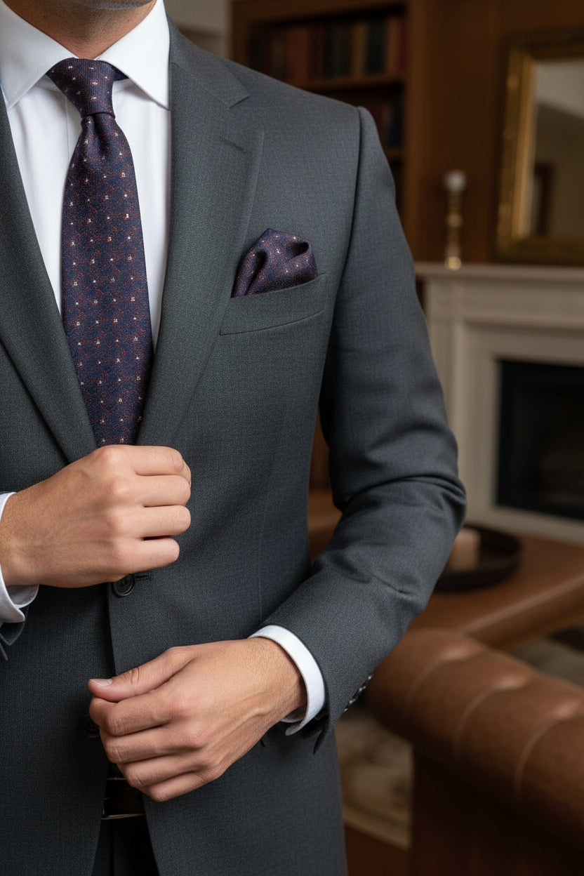 Purple Dot Pattern Tie with Pocket Square Set - Vercini