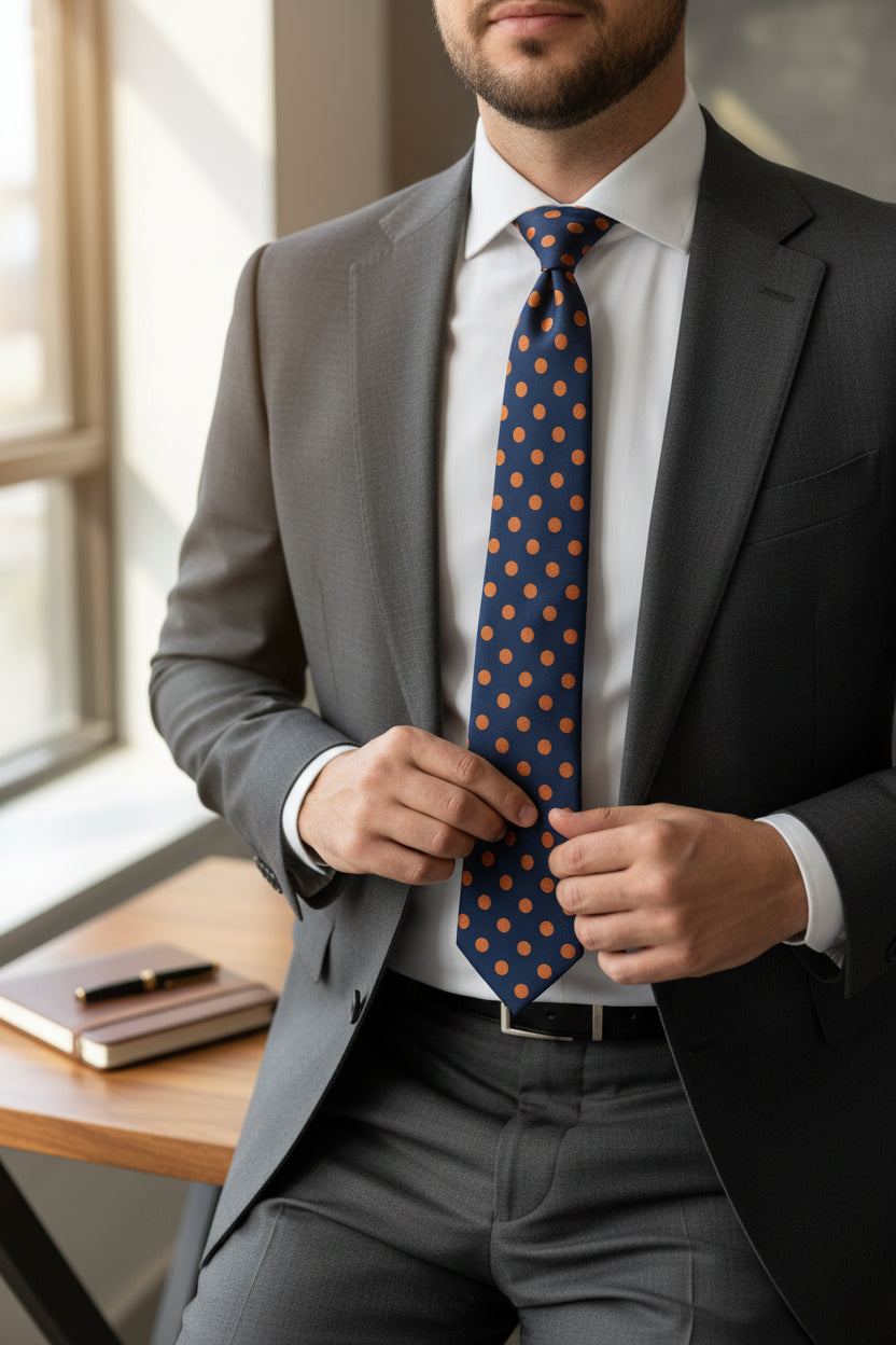 Brown Polka Dot Tie | Classic Pattern Necktie | Vercini