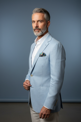 Light Blue Linen Sport Jacket Side Angle