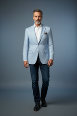 Light Blue Linen Sport Jacket with Jeans