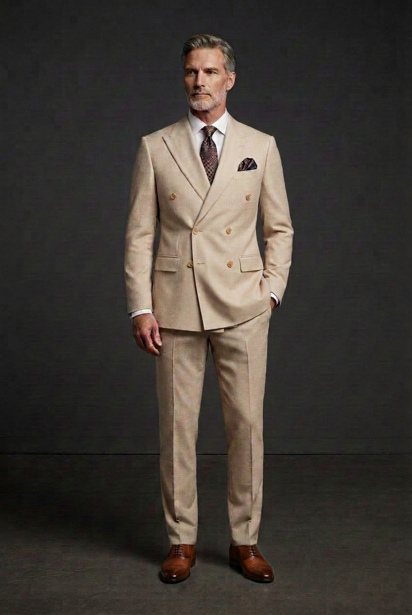 Lighter beige suit three-quarter