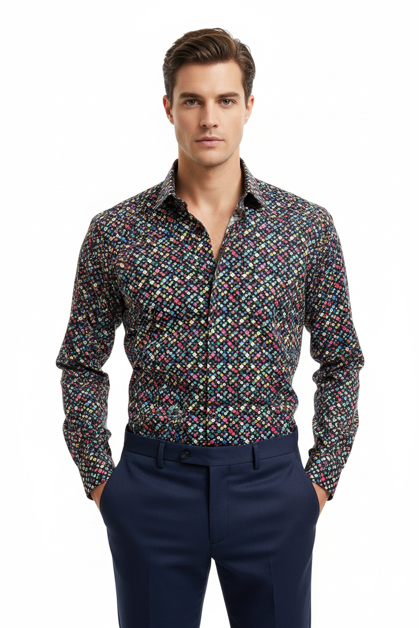 Male model front pose with hands in pockets