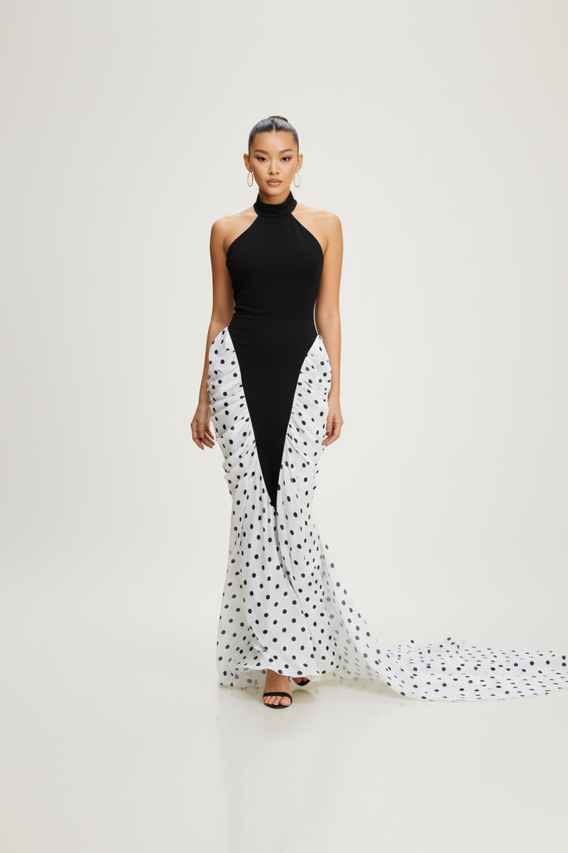dot pleated maxi dress Polka Navy Blue Prom Dresses Mia Belle Girls Baby You're A Firework Hi-Lo Dress Gabbana polka dot maxi Color:White/Mint
