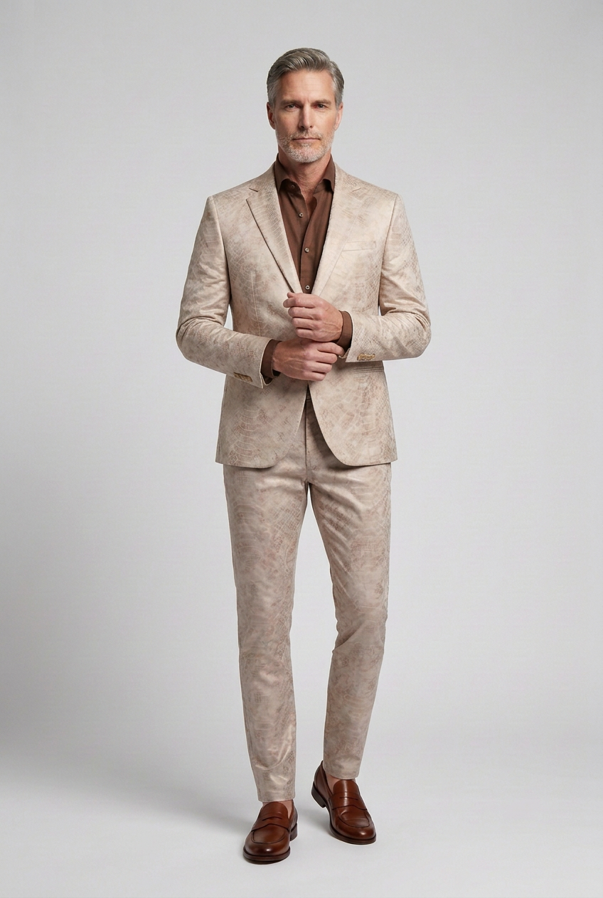 Champagne Croc-Pattern Blazer