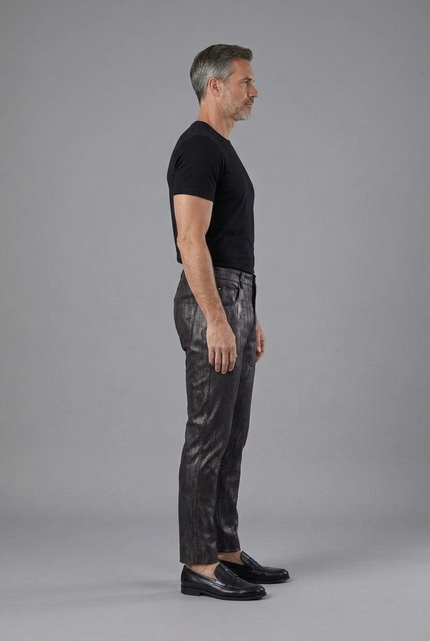 Charcoal Textured Slim-Fit Pants