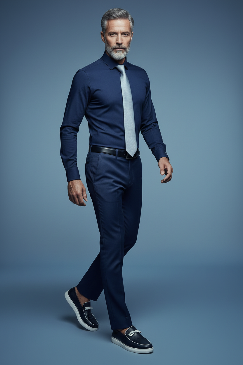 Navy loafer walking