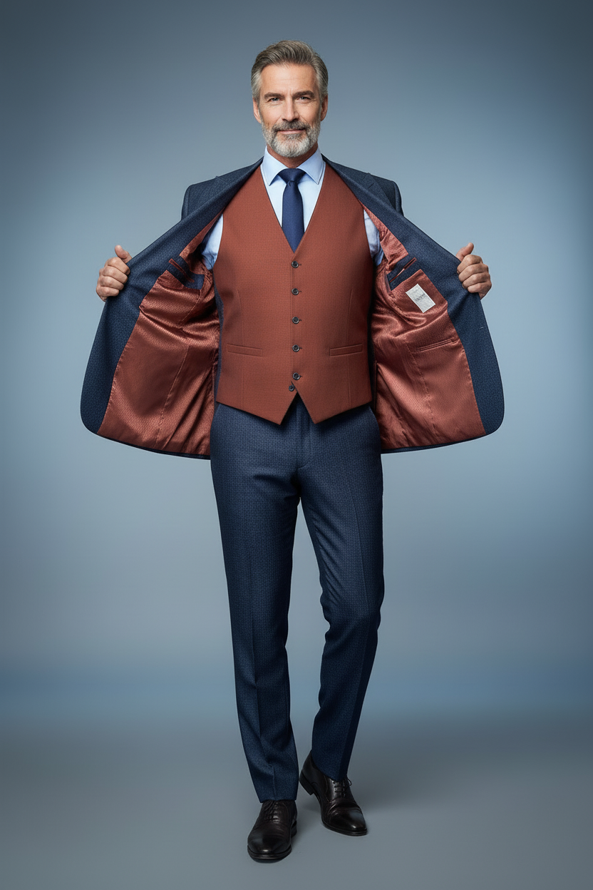 Navy Suit - Lining with Vest
