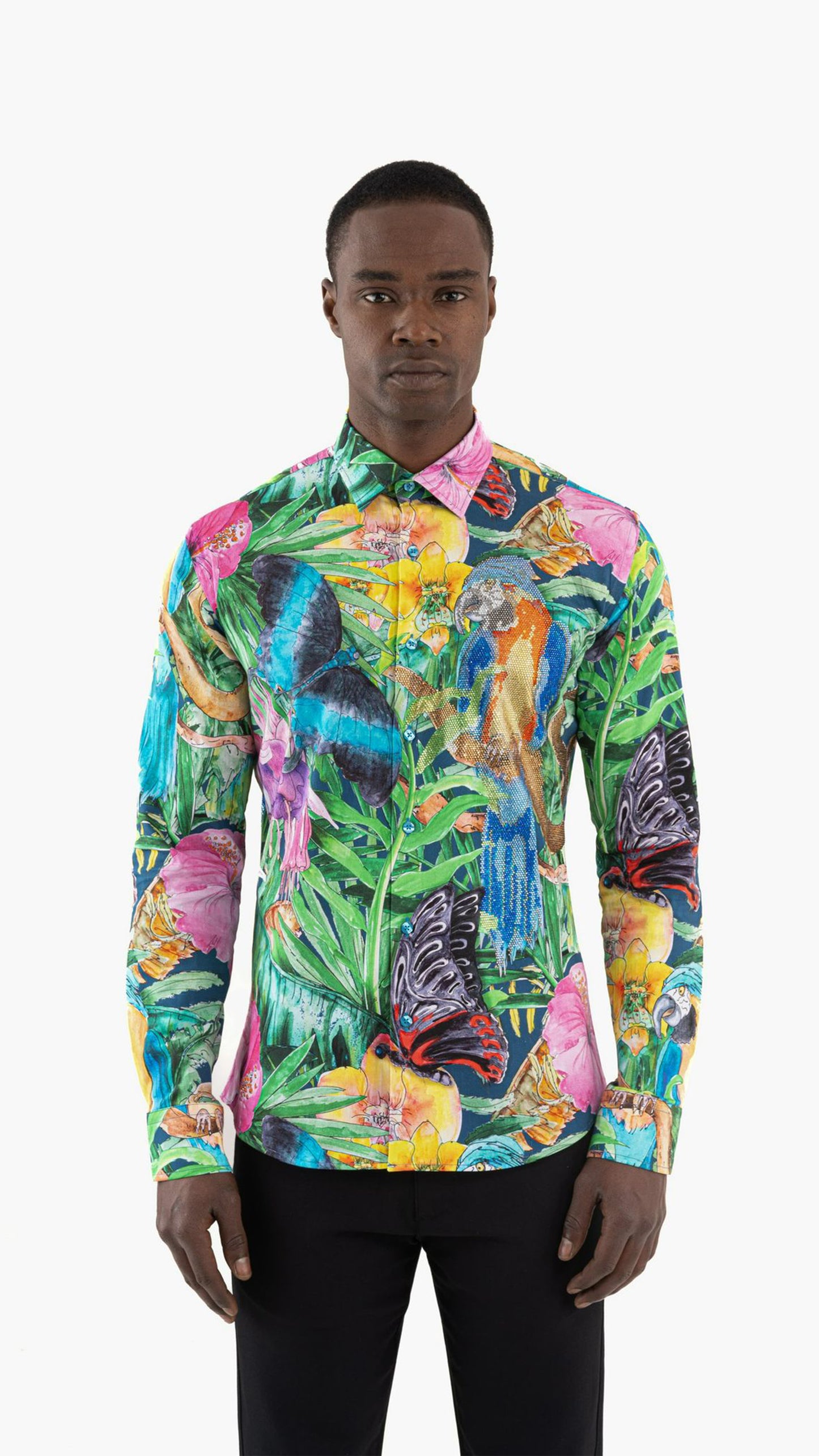 Jungle Mosaic Cotton Casual Men's Shirt