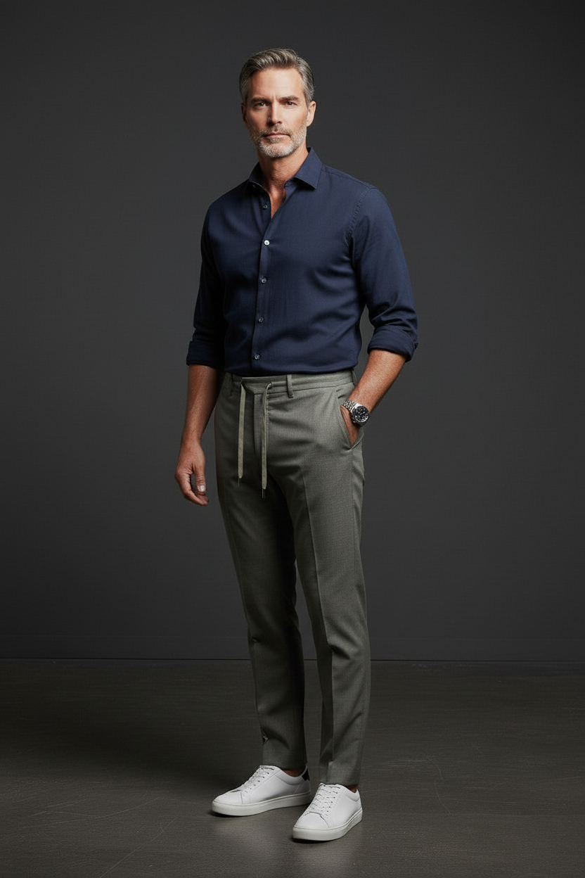 Olive Gray Slacks - Hand in Pocket