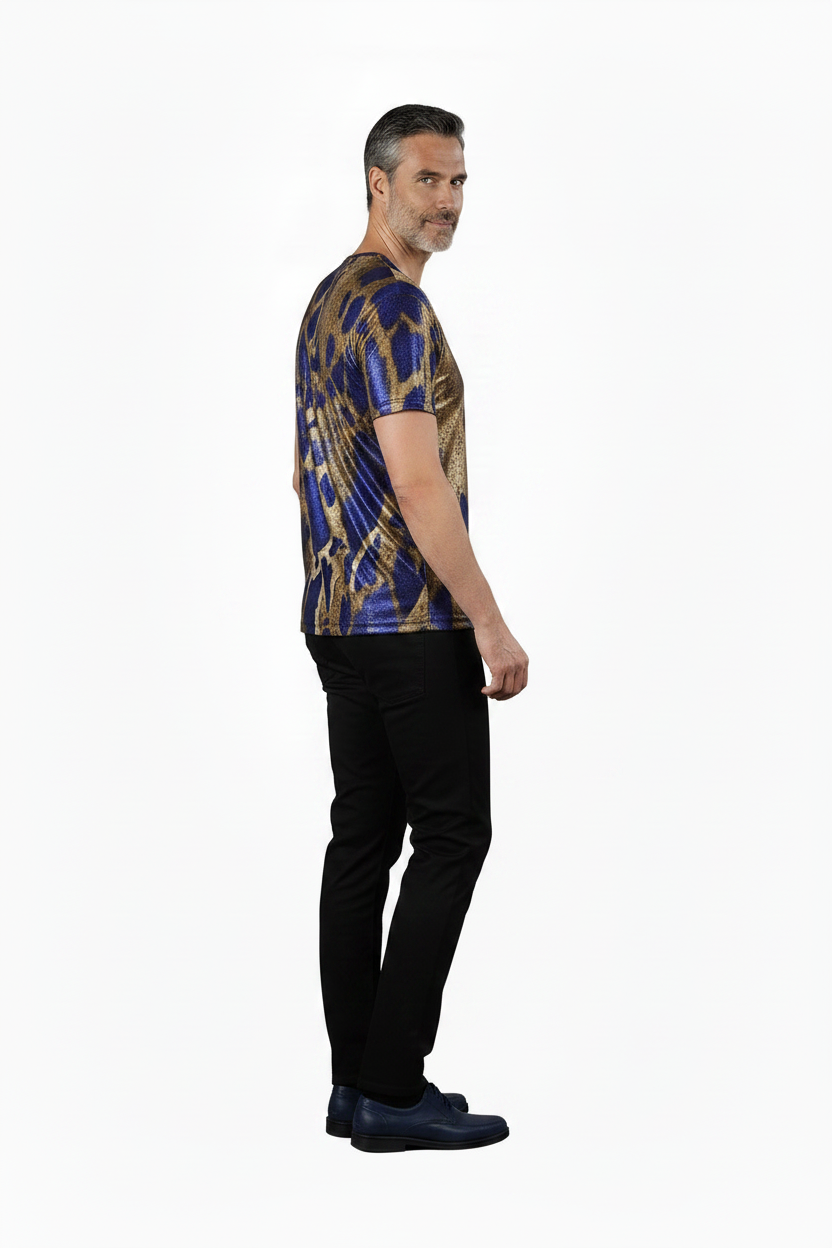 Sapphire Python Print V-Neck Tee