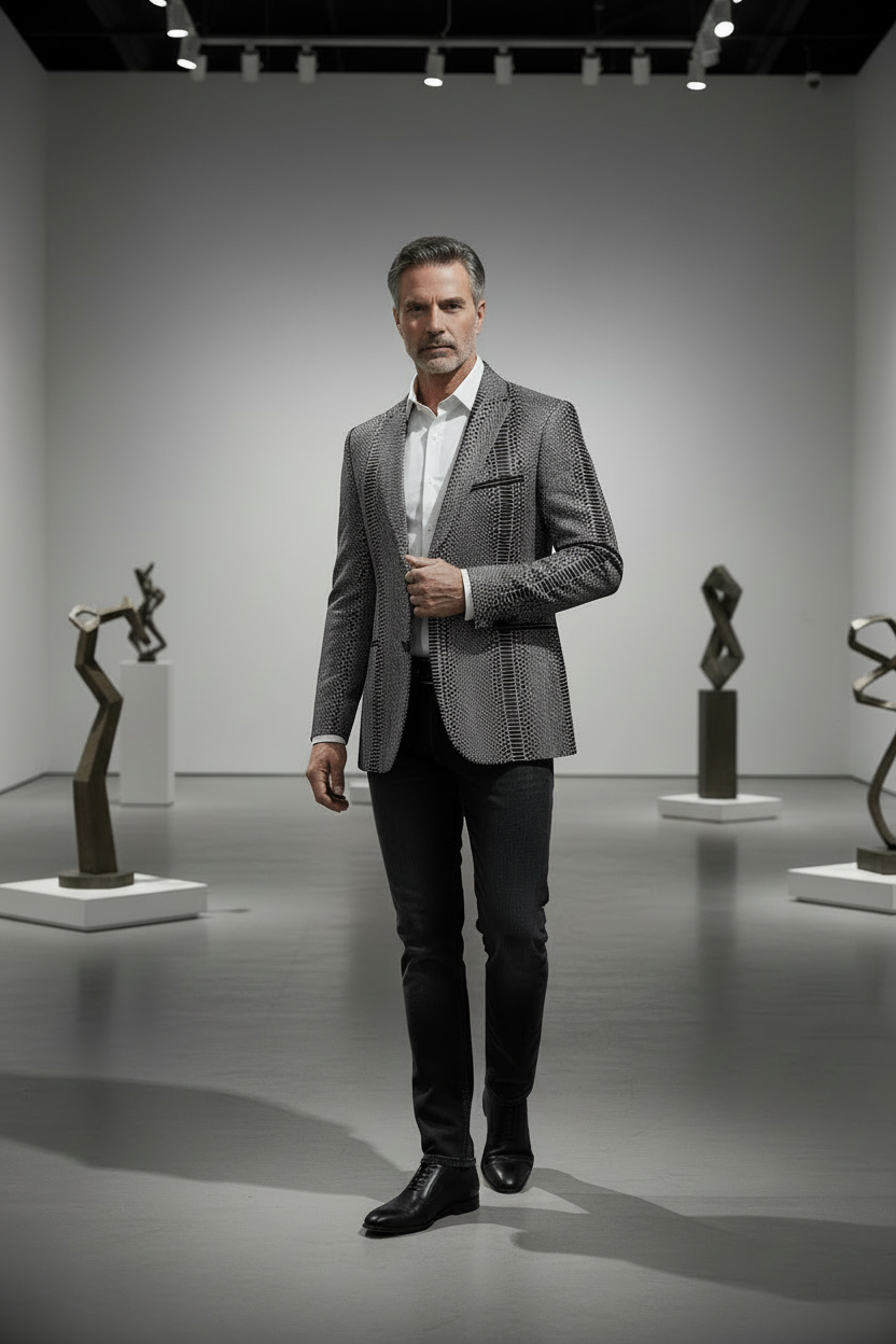 LACK SNAKE SKIN JACQUARD BLAZER