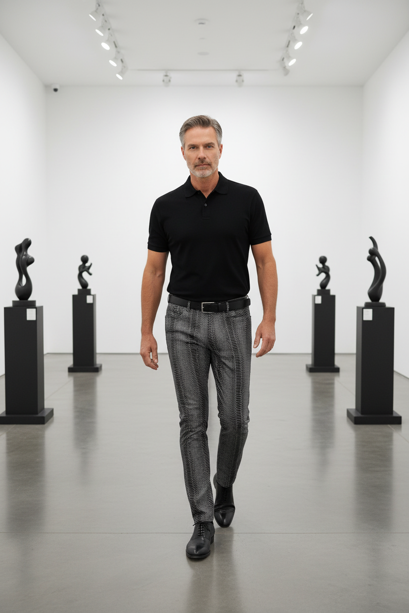 Black & White Snake skin Print Slim-Fit Pants