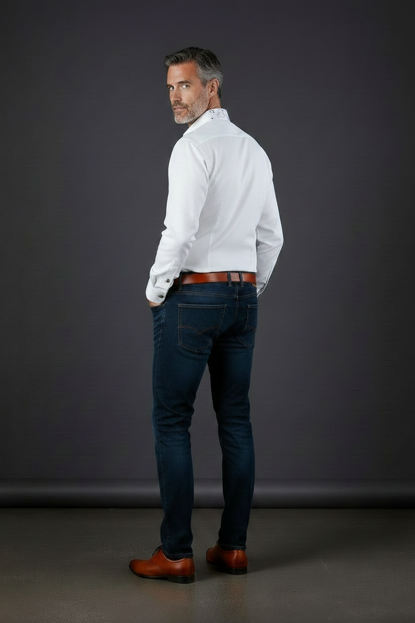 VERCINI White Textured Dress Shirt