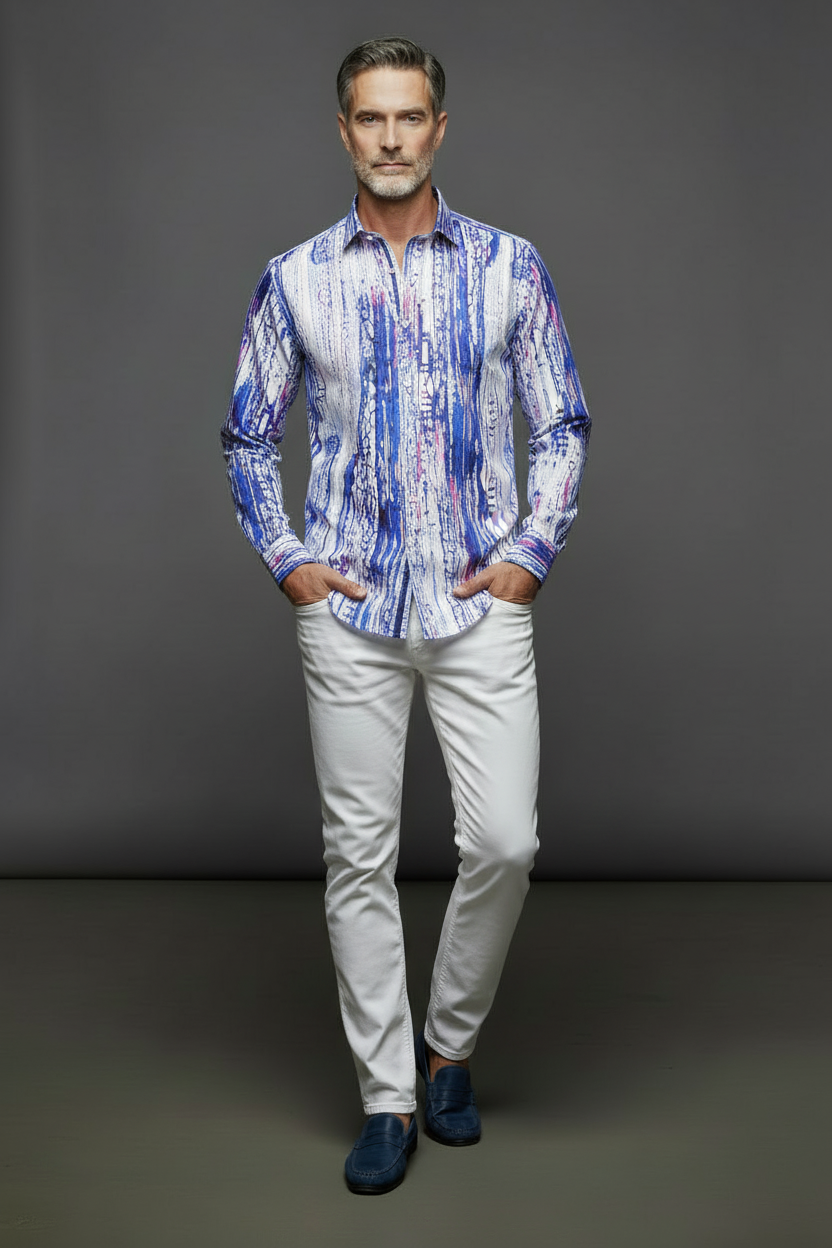 Pose 2 - Confident with hands in pockets, untucked