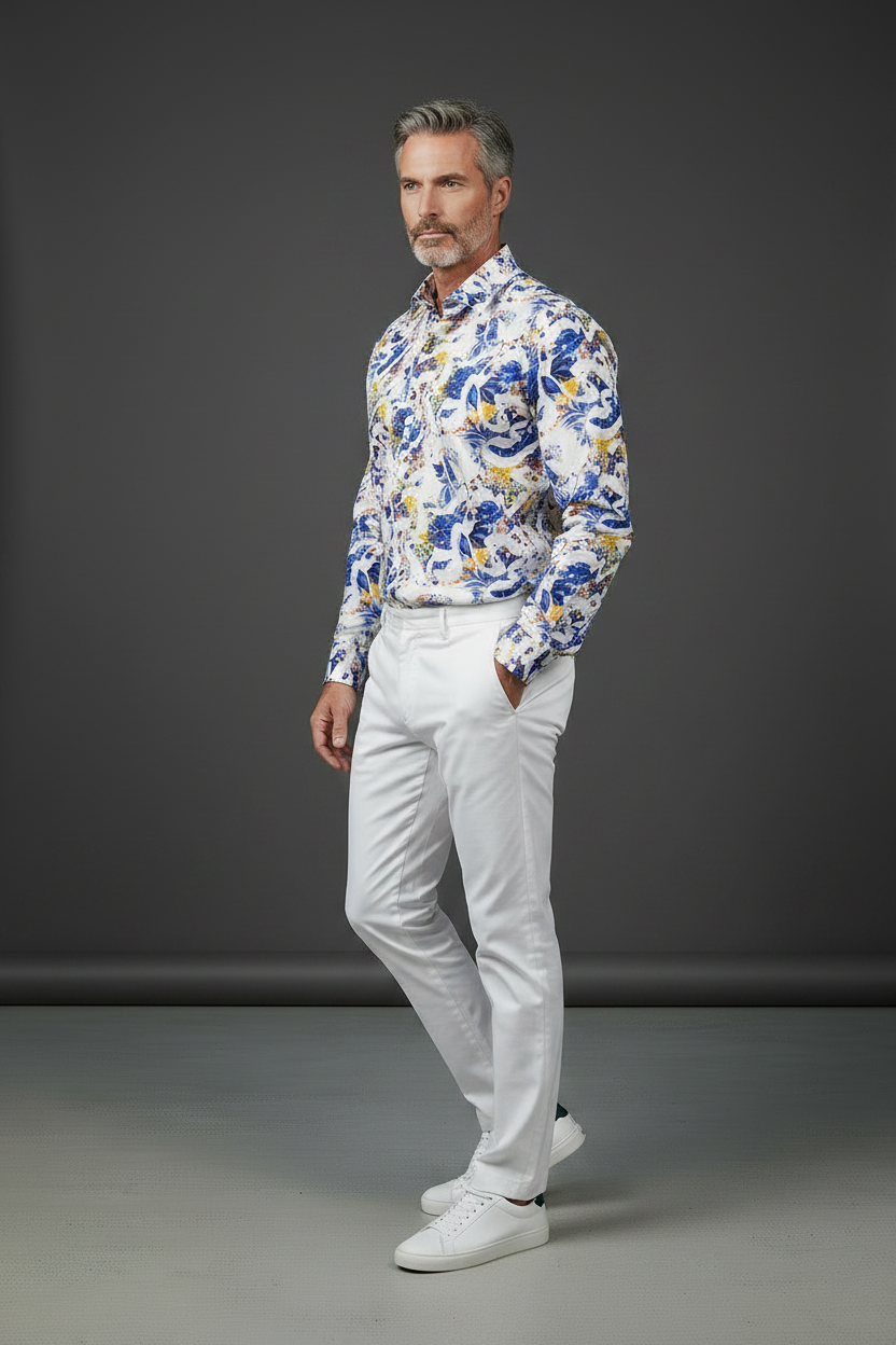 Tropical Splash Print Dress Shirt