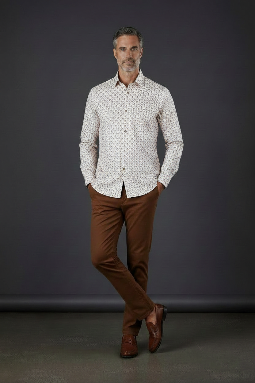 vercini Geometric Print Dress Shirt