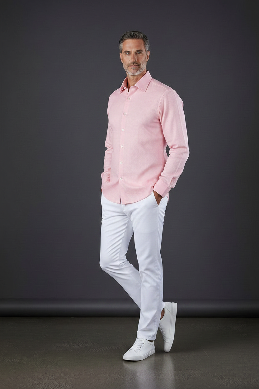 Avenue 21 Pink Textured Dress Shirt