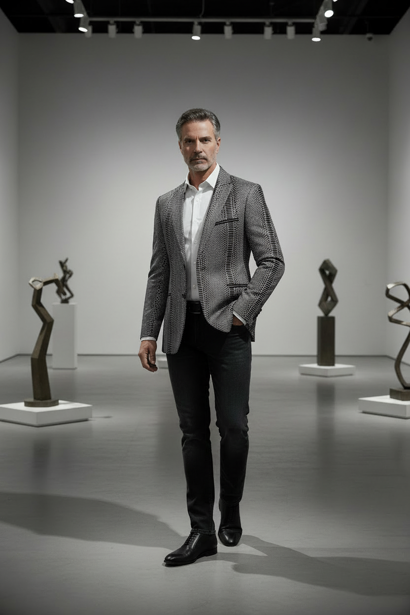 LACK SNAKE SKIN JACQUARD BLAZER