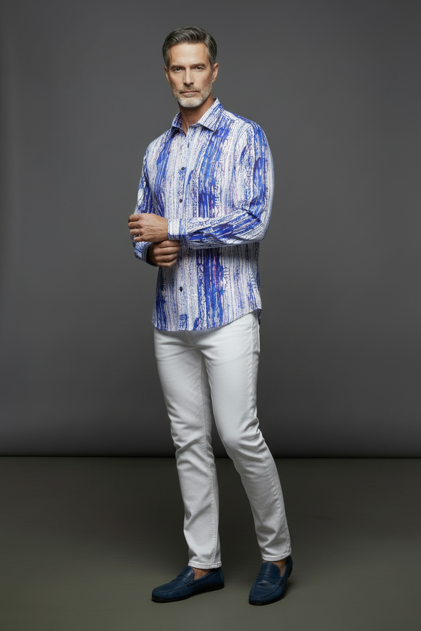 Pose 3 - Adjusting cuff, untucked