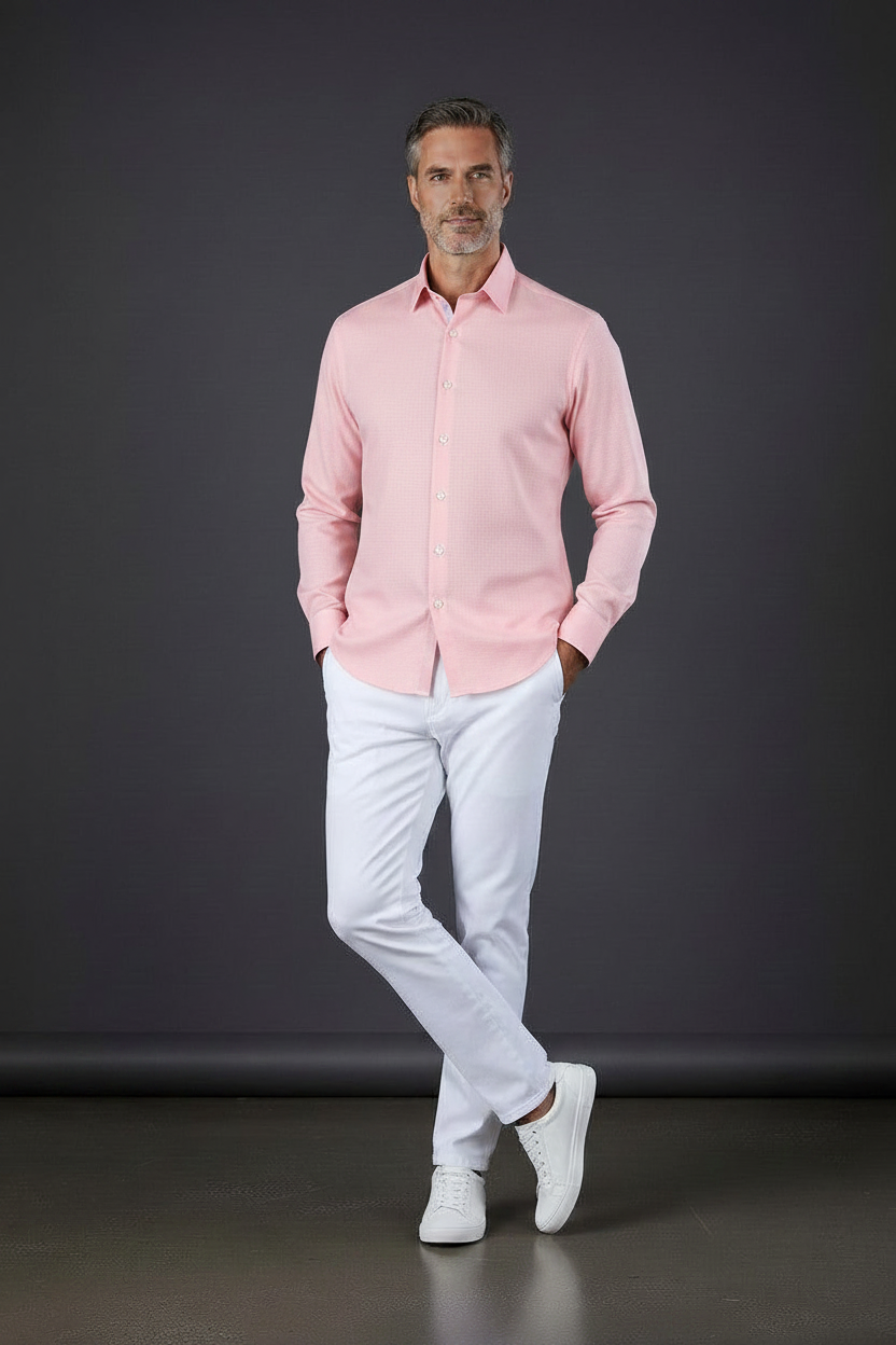 Avenue 21 Pink Textured Dress Shirt