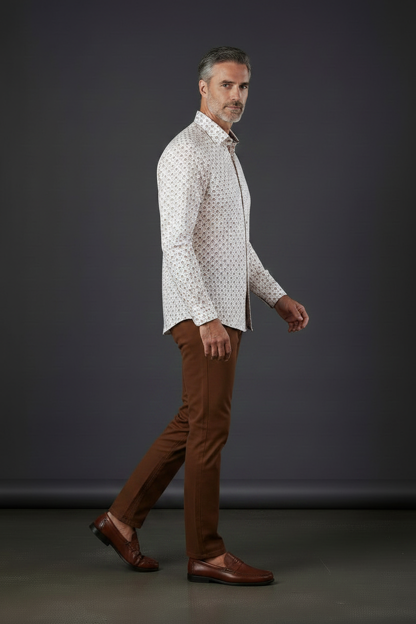 vercini Geometric Print Dress Shirt