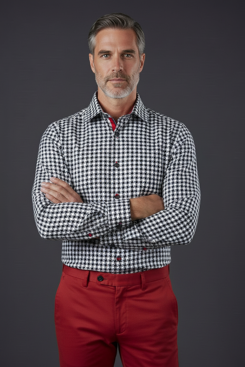 Houndstooth Print Dress Shirt