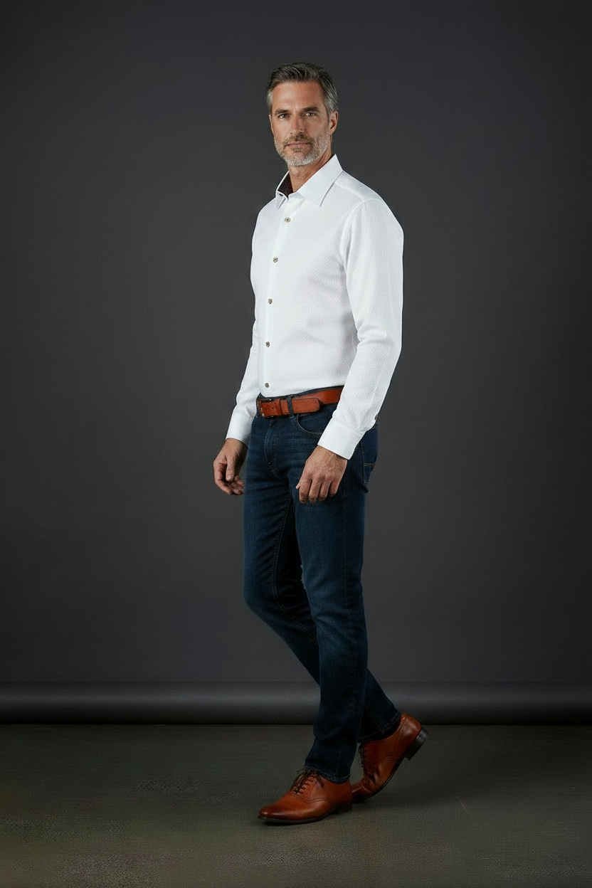 VERCINI White Textured Dress Shirt