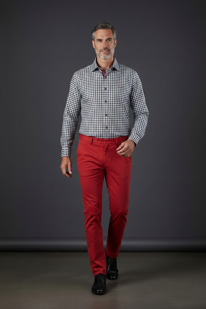 Houndstooth Print Dress Shirt