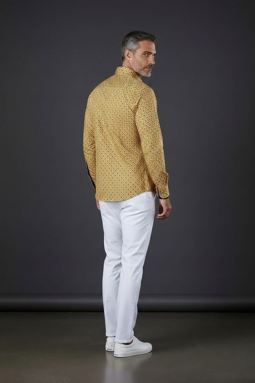 Mustard Diamond Lattice Dress Shirt