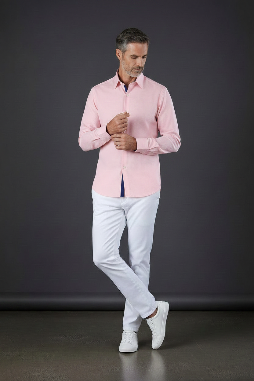 Avenue 21 Pink Textured Dress Shirt