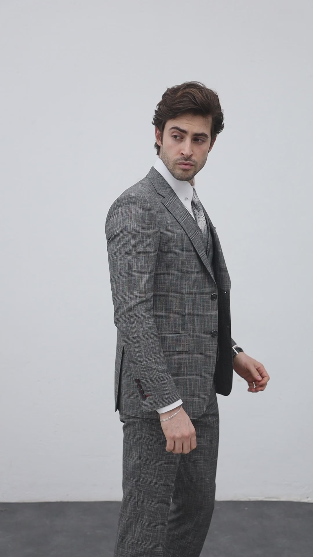 Charcoal Glen Check Three-Piece Suit | Premium Wool | Vercini