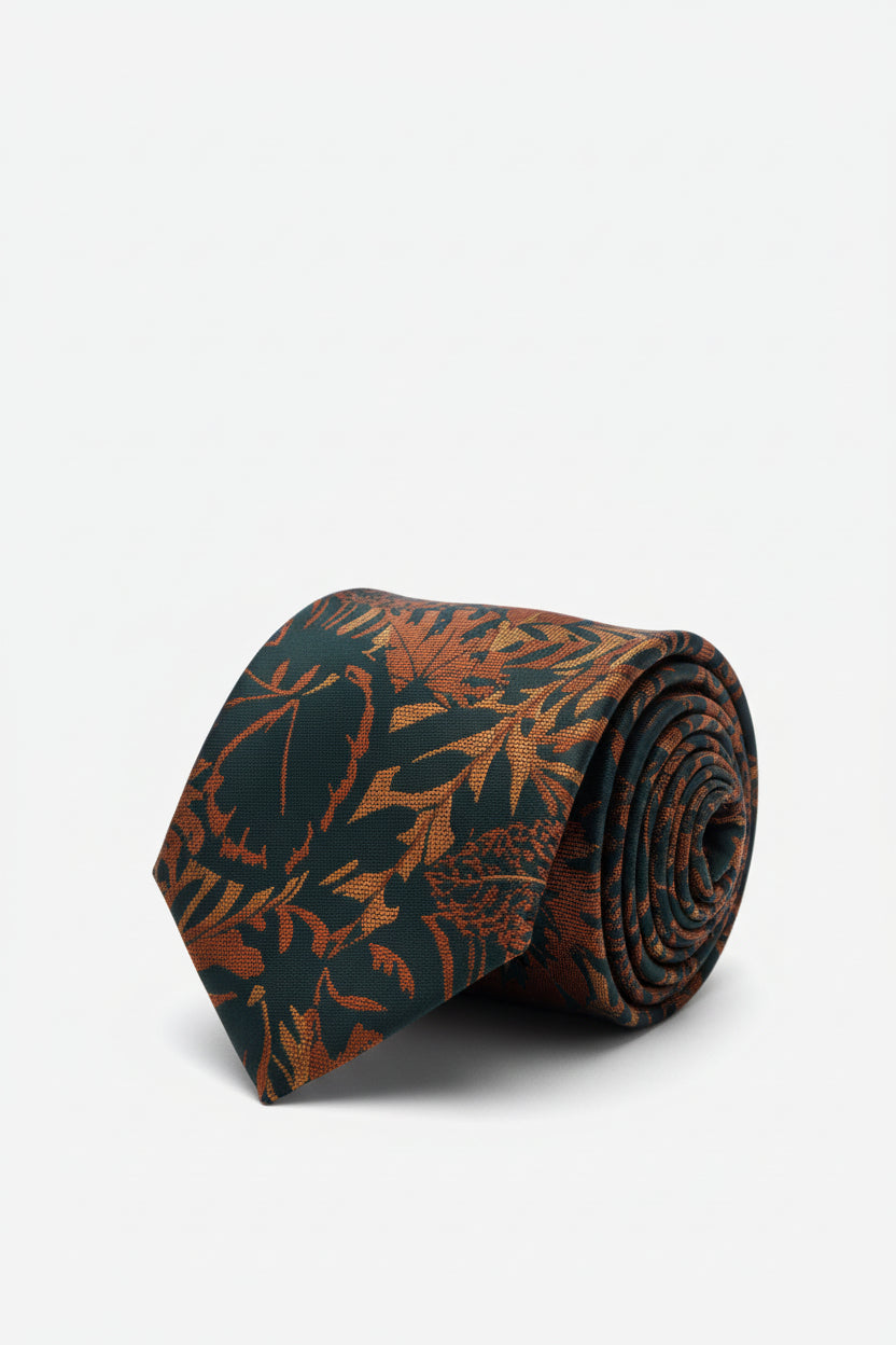 Slate Blue Floral Tie with Matching Pocket Square - Vercini