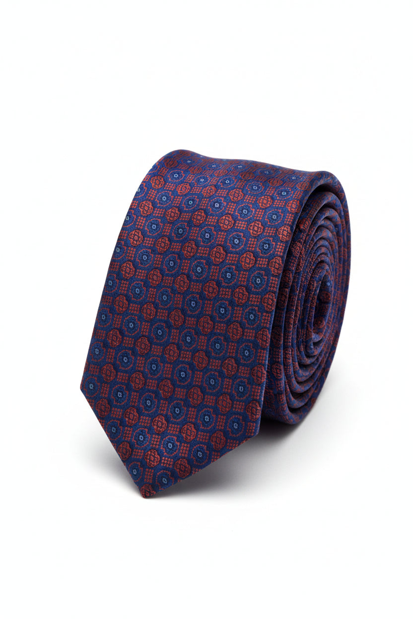 Navy Medallion Silk Tie