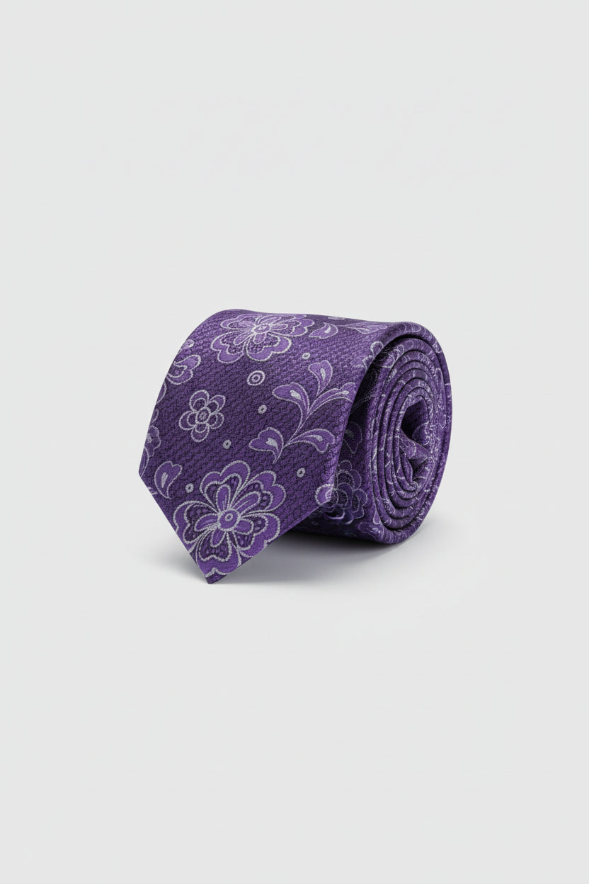 Light Purple Floral Tie | Premium Men's Necktie | Vercini