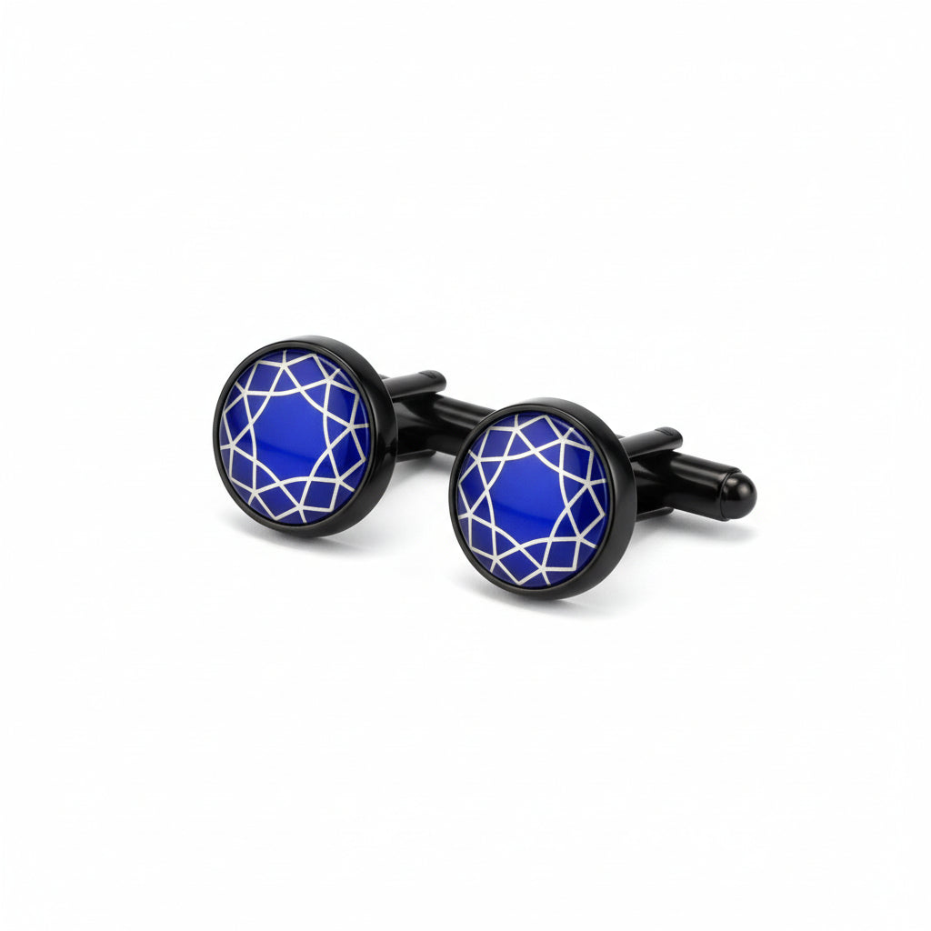 Vercini  Geometric Enamel Cufflinks – Royal Blue