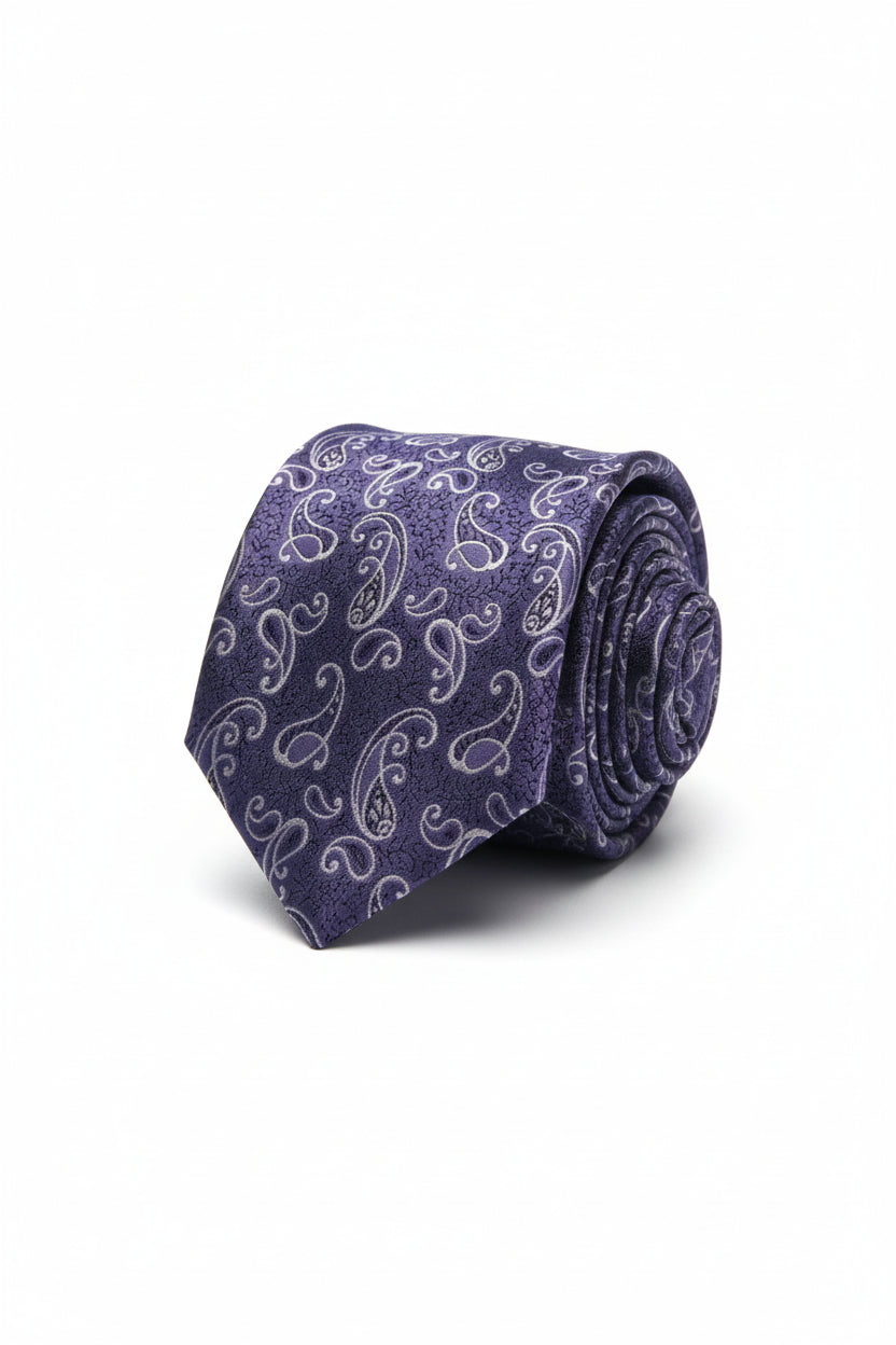 Charcoal Paisley Tie with Pocket Square - Luxury Men's Formal Accessory Set